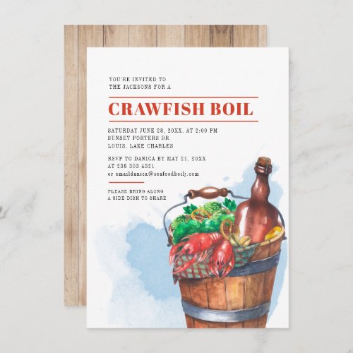 Family Summer Crawfish Seafood Boil Party Invitation