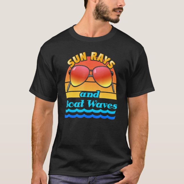 Family Summer Lake Day Sun Boat Waves Swim Ski Swi T-Shirt (Front)