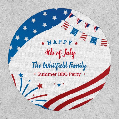 Family Summer Party July 4th Red White Blue Patch