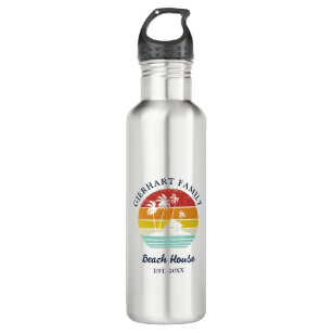 Family Summer Vacation Beach House Seaside Fun Stainless Steel Water Bottle