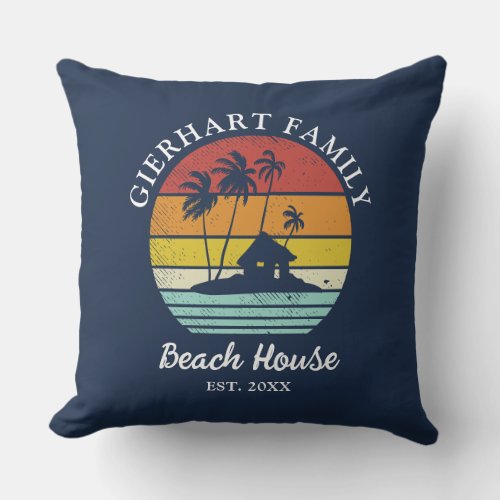 Family Summer Vacation Beach House Seaside Outdoor Pillow