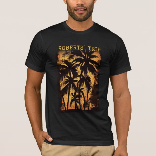 Family summer vacation beach palm trees T-Shirt (Front)