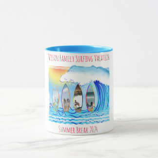 Family Summer Vacation Photos on Surfboards  Mug