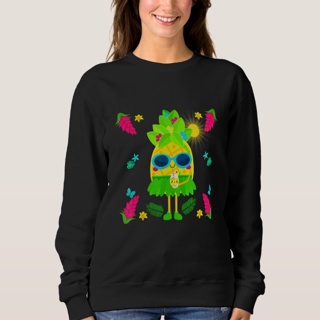 Family Summertime Sunset Colorful Pineapple Tropic Sweatshirt (Front)
