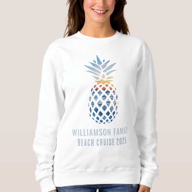 Family Sunset Beach Pineapple Tropical Cruise Sweatshirt (Front)