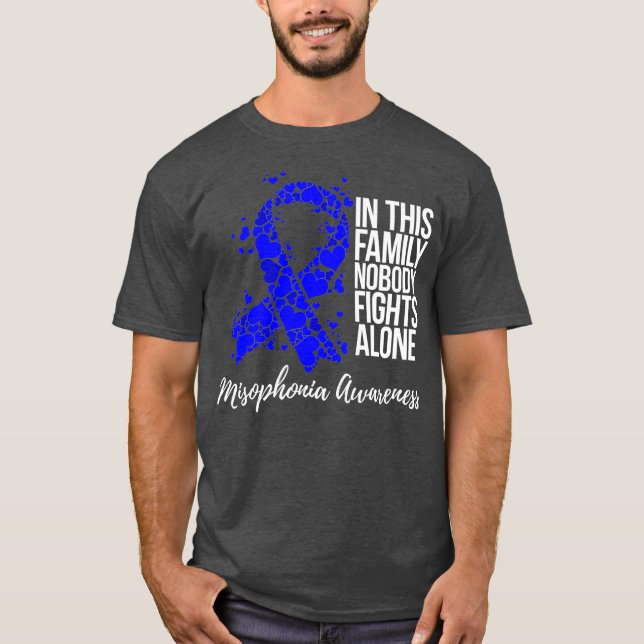 Family Support Blue Ribbon Misophonia Awareness T-Shirt (Front)
