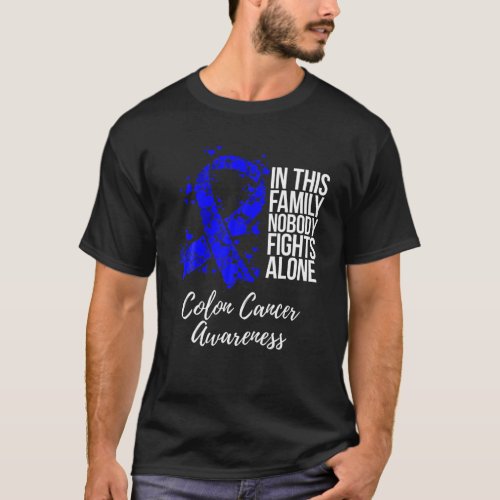 Family Support Dark Blue Ribbon Tee Colon Cancer A