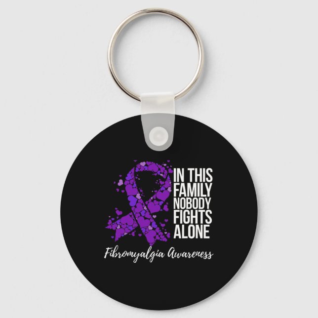 Family Support Fibromyalgia Awareness  Keychain (Front)