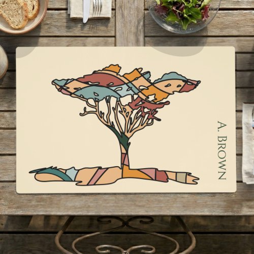 Family Surname Acacia Tree Boho Modern Custom Placemat