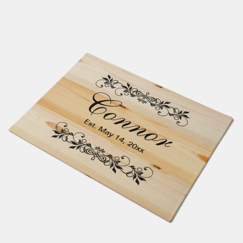 Family Surname _ Natural Wood Doormat