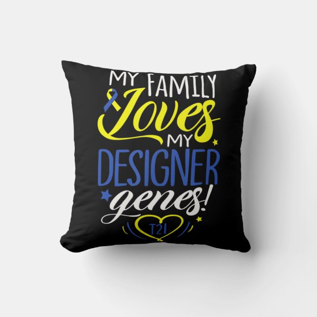 Family T21 World Down Syndrome Awareness Day Kids  Throw Pillow (Front)