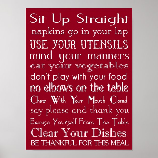 Family Table Rules Poster (Front)