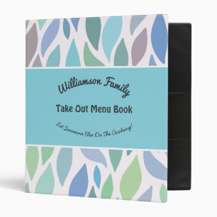 Family Take Out Menu Cookbook 3 Ring Binder