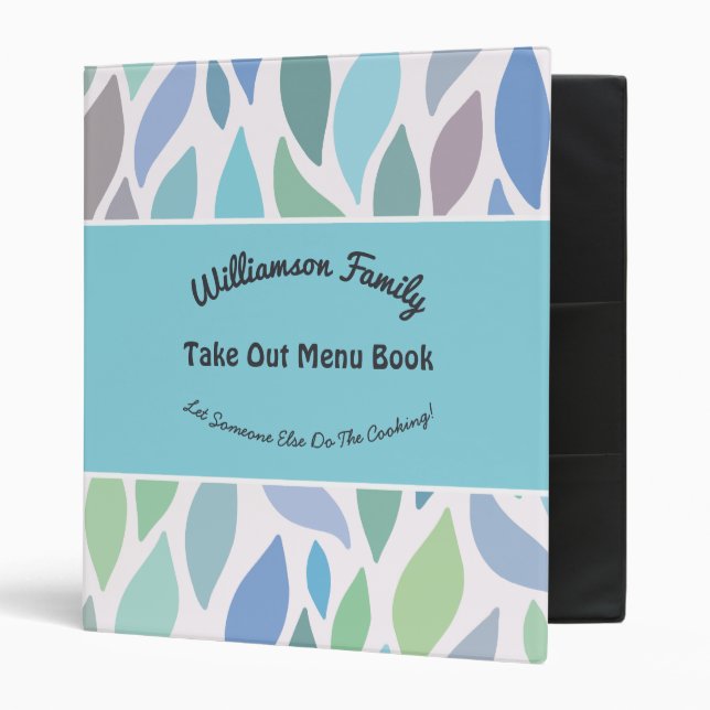 Family Take Out Menu Cookbook 3 Ring Binder (Front/Inside)