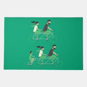 Family Tandem Bicycle Cycling Doormat