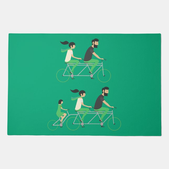 Family Tandem Bicycle Cycling Doormat (Front)
