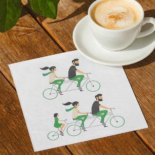 Family Tandem Bicycle Cycling Napkins