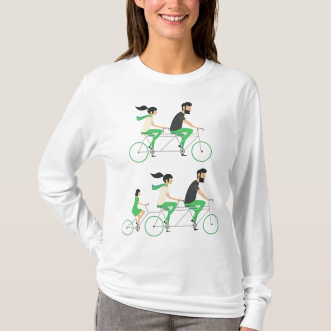 Family Tandem Bicycle Cycling T-Shirt (Front)