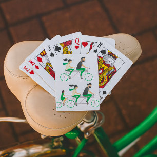 Family Tandem Cycling Poker Cards