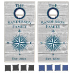 Family Teal Turquoise Blue compass Nautical Cornhole Set