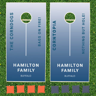 Family Team Name Motto Fun Blue   Cornhole Set