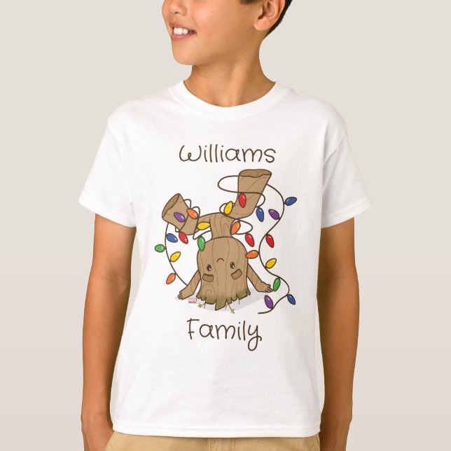 Family Tee - Groot Tangled In Holiday Lights (Front)