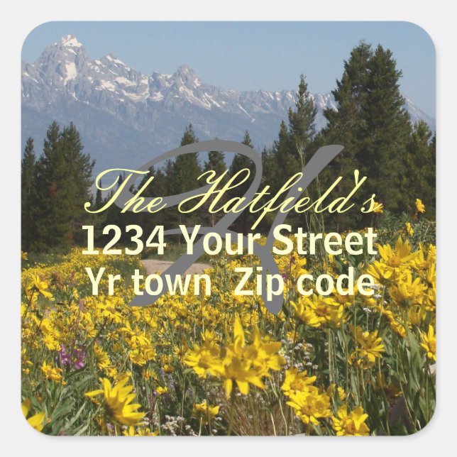 Family teton and sunflowers address label (Front)