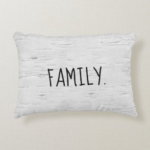 FAMILY Text On Birch Tree Accent Pillow