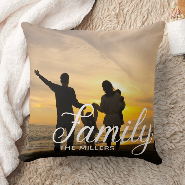 Family Text overlay typography  Throw Pillow (Blanket)