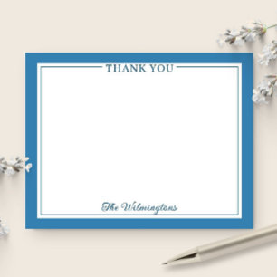 Family Thank You Patina Blue Modern Stationery Note Card