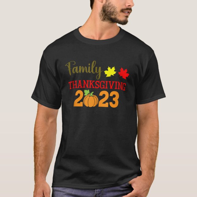 Family Thanksgiving 2023 matching fall turkey autu T-Shirt (Front)