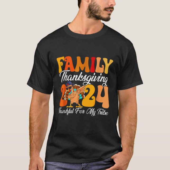 Family Thanksgiving 2024 Crew Dab bing Turkey Grou T-Shirt (Front)