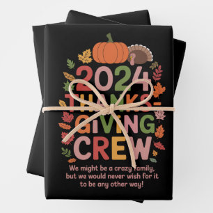 Family Thanksgiving 2024 Crew Turkey Matching Wrapping Paper Sheets