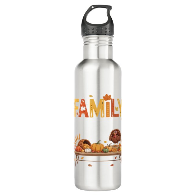 Family Thanksgiving 2025 Thankful For My Tribe Ess Stainless Steel Water Bottle (Front)