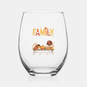Family Thanksgiving 2025 Thankful For My Tribe Ess Stemless Wine Glass