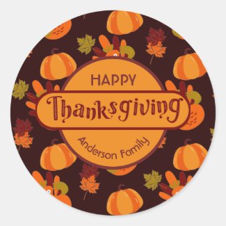 Family Thanksgiving Autumn Leaves Turkey Pumpkin