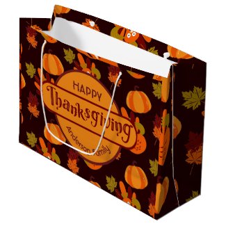 Family Thanksgiving Autumn Leaves Turkey Pumpkin