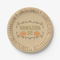 Family.  Thanksgiving Celebration. Custom. Paper Plate