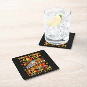 Family Thanksgiving Cruise 2026 Vacation Trip Square Paper Coaster