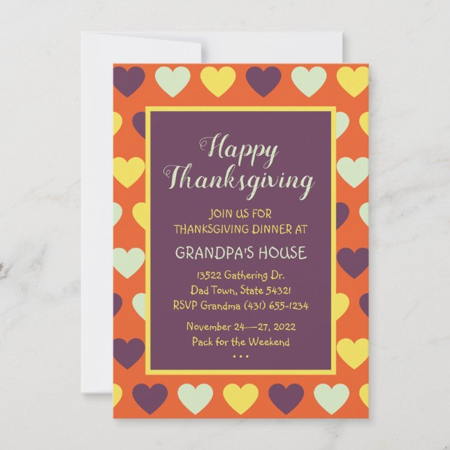 Family Thanksgiving Dinner Custom Invitation (Front)