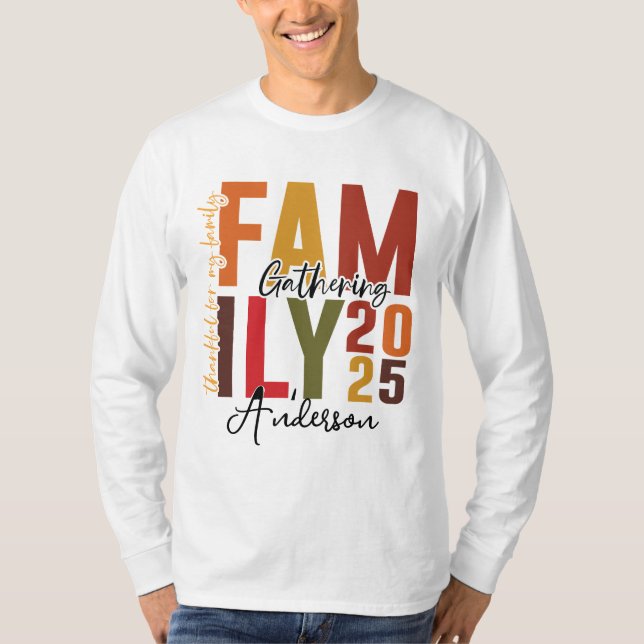 Family Thanksgiving Gathering 2025 | Turkey & Fall T-Shirt (Front)