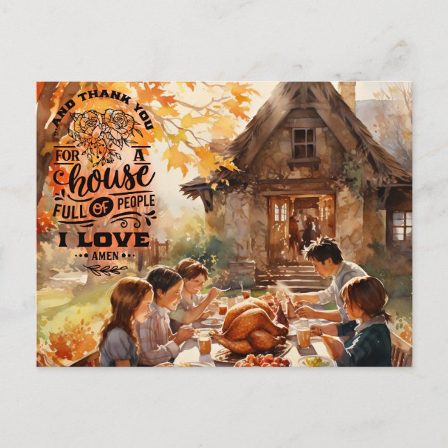 Family Thanksgiving  Holiday Postcard (Front)