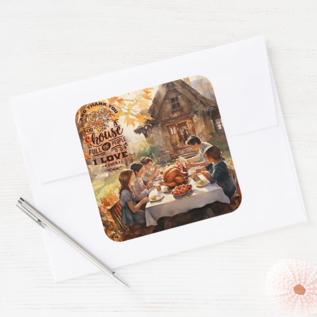 Family Thanksgiving  Square Sticker (Envelope)