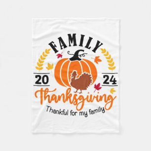Family Thanksgiving Thankful For My Family Turkey Fleece Blanket