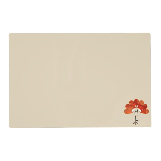 Family Thanksgiving Turkey Monogrammed Placemat (Front)