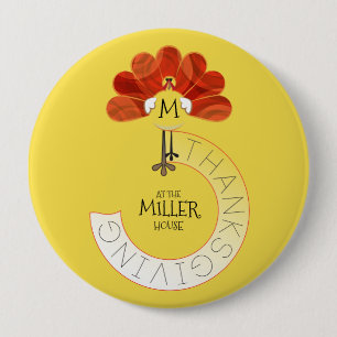 Family Thanksgiving Turkey Pinback Button