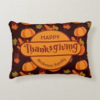 Family Thanksgiving Turkey Pumpkin Autumn Leaves