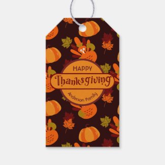 Family Thanksgiving Turkey Pumpkin Autumn Leaves