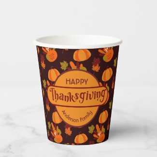 Family Thanksgiving Turkey Pumpkin Autumn Leaves
