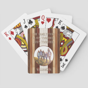Family That Plays Rustic Wood Striped Personalized Poker Cards